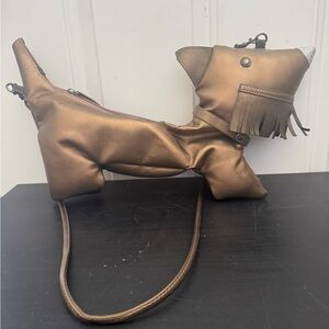 Vintage Copper Rose Gold Far Nine Scottie Dog Shaped Purse